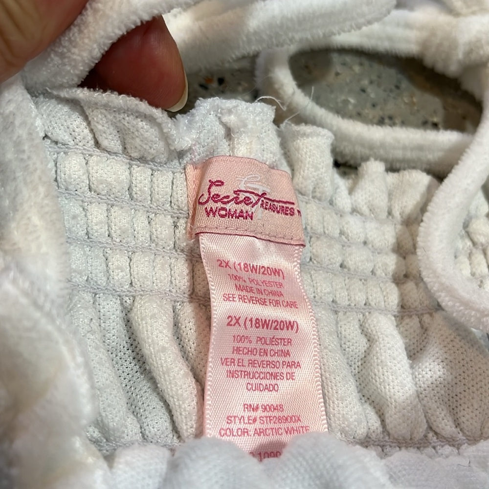 VINTAGE SECRET TREASURES FRENCH TERRYCLOTH DRESS COVERUP ARTIC WHT PLUS SIZE 2X - Picture 7 of 10